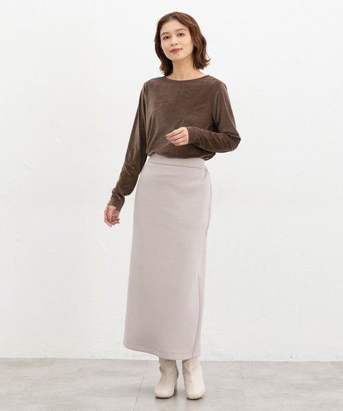 Honeys（ハニーズ）の「ベロアトップス（Tシャツ/カットソー・レディース・ブルー/グレイッシュベージュ/スモークピンク/スミクロ/モカ・L/LL/M/S）」の18枚目の写真