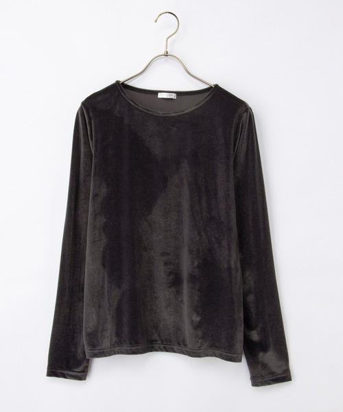 Honeys（ハニーズ）の「ベロアトップス（Tシャツ/カットソー・レディース・ブルー/グレイッシュベージュ/スモークピンク/スミクロ/モカ・L/LL/M/S）」の20枚目の写真