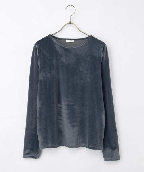 Honeys（ハニーズ）の「ベロアトップス（Tシャツ/カットソー・レディース・ブルー/グレイッシュベージュ/スモークピンク/スミクロ/モカ・L/LL/M/S）」の22枚目の写真