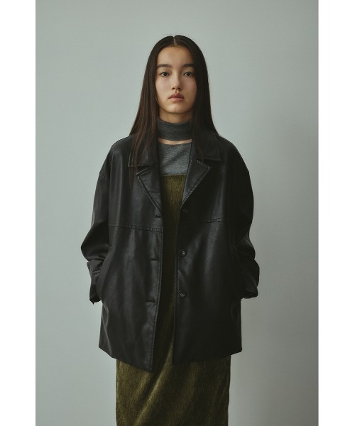 【新品未使用タグ付き】style mixer　フェイクレザータックジャケット フェイクレザージャケット 秋服（テーラードジャケット