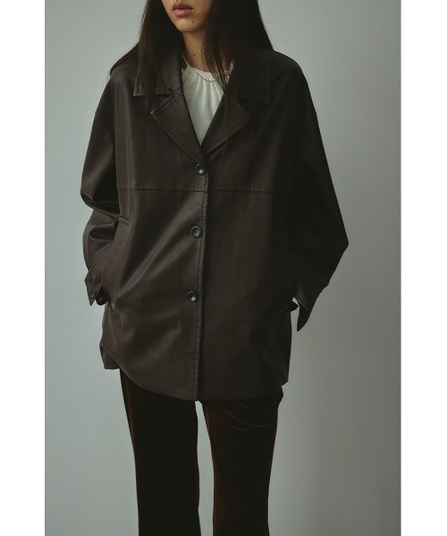 【新品未使用タグ付き】style mixer　フェイクレザータックジャケット フェイクレザージャケット 秋服（テーラードジャケット