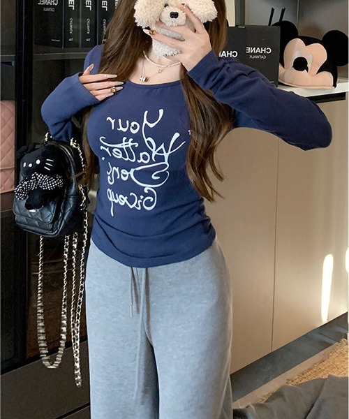 MAISON DE THERESE(メゾン ド テレーズ)の「pure セクシー スタイルのオフショルダーTシャツ(Tシャツ/カットソー・レディース・グレー/ネイビー・S)」の4枚目の写真