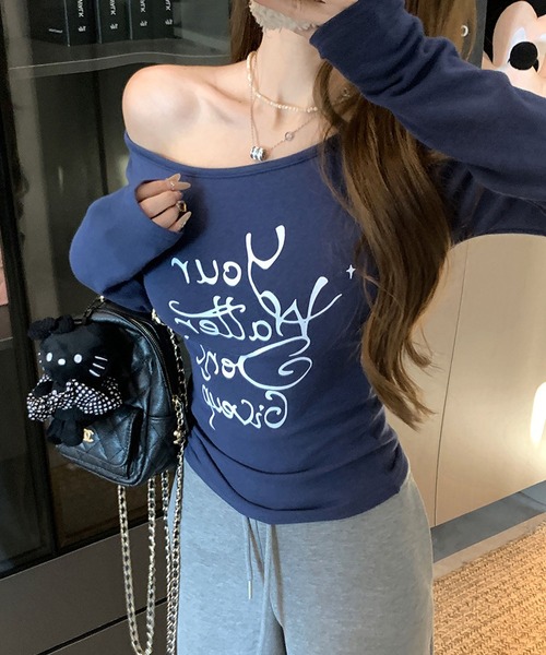 MAISON DE THERESE(メゾン ド テレーズ)の「pure セクシー スタイルのオフショルダーTシャツ(Tシャツ/カットソー・レディース・グレー/ネイビー・S)」の5枚目の写真