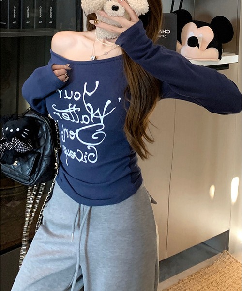 MAISON DE THERESE(メゾン ド テレーズ)の「pure セクシー スタイルのオフショルダーTシャツ(Tシャツ/カットソー・レディース・グレー/ネイビー・S)」の6枚目の写真
