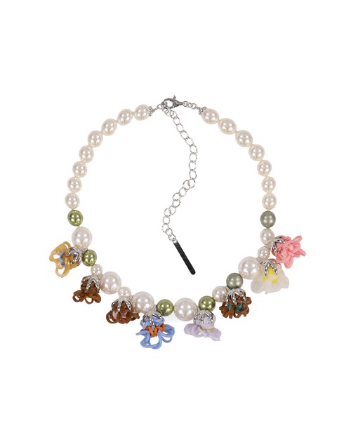 RUBBER BAND FLOWER PEARL NECKLACE