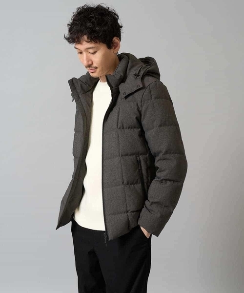 ダウン混率90%】デタッチャブルフードストレッチダウンブルゾン【軽量