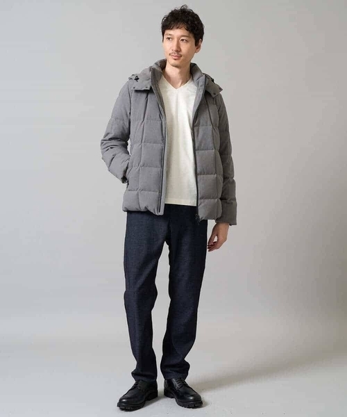 ダウン混率90%】デタッチャブルフードストレッチダウンブルゾン【軽量