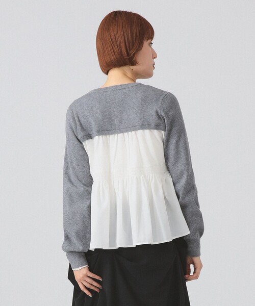 Ray BEAMS（レイビームス）の「異素材 キリカエ カーディガン [手洗い可]（カーディガン/ボレロ・レディース・ライトグレー/ブラック・ONE SIZE）」の7枚目の写真