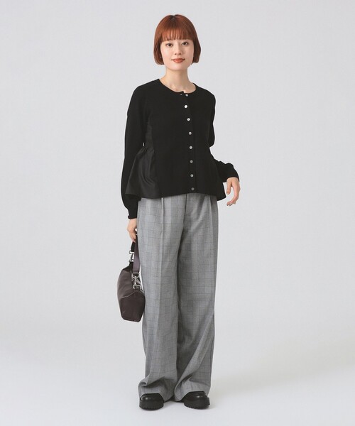 Ray BEAMS（レイビームス）の「異素材 キリカエ カーディガン [手洗い可]（カーディガン/ボレロ・レディース・ライトグレー/ブラック・ONE SIZE）」の9枚目の写真