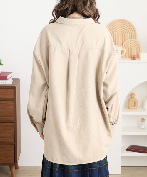 mitis(ミティス)の「mitis ピーチ起毛スキッパーブラウス(シャツ/ブラウス・レディース・チャコール/ベージュ/カーキ・M)」の8枚目の写真