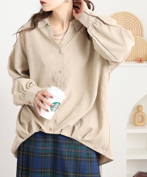 mitis(ミティス)の「mitis ピーチ起毛スキッパーブラウス(シャツ/ブラウス・レディース・チャコール/ベージュ/カーキ・M)」の21枚目の写真
