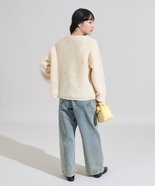 セール】フラワービジュー ニットカーディガン（カーディガン/ボレロ