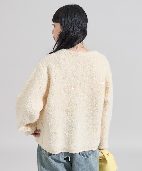 セール】フラワービジュー ニットカーディガン（カーディガン/ボレロ