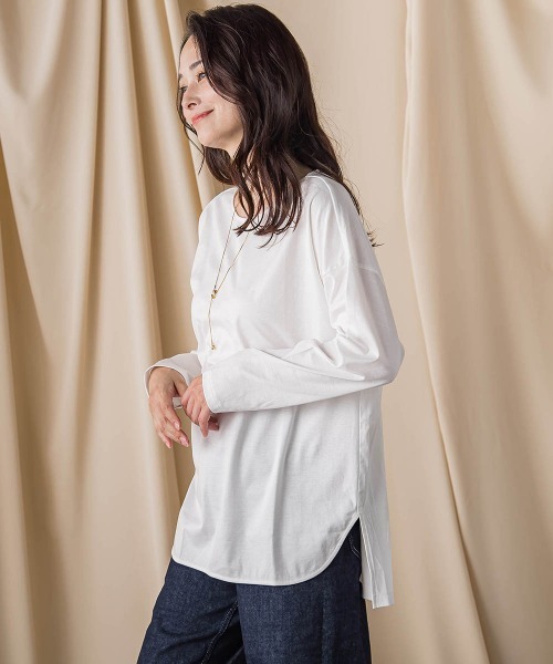 LAUTREAMONT(ロートレアモン)の「【WEB限定】汗じみ防止スムースロングTシャツ ≪洗える/接触冷感≫(Tシャツ/カットソー・レディース・チャコールグレー/ブラック/キャメル/レッド/ベージュ/ホワイト・7号/9号/11号)」の7枚目の写真