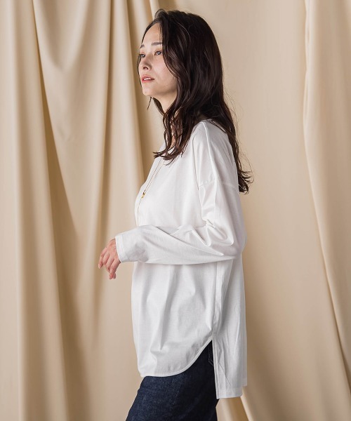 LAUTREAMONT(ロートレアモン)の「【WEB限定】汗じみ防止スムースロングTシャツ ≪洗える/接触冷感≫(Tシャツ/カットソー・レディース・チャコールグレー/ブラック/キャメル/レッド/ベージュ/ホワイト・7号/9号/11号)」の8枚目の写真