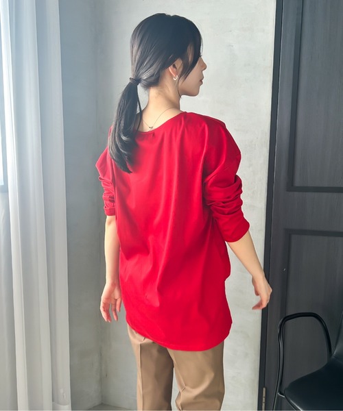 LAUTREAMONT(ロートレアモン)の「【WEB限定】汗じみ防止スムースロングTシャツ ≪洗える/接触冷感≫(Tシャツ/カットソー・レディース・チャコールグレー/ブラック/キャメル/レッド/ベージュ/ホワイト・7号/9号/11号)」の16枚目の写真