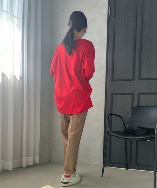 LAUTREAMONT(ロートレアモン)の「【WEB限定】汗じみ防止スムースロングTシャツ ≪洗える/接触冷感≫(Tシャツ/カットソー・レディース・チャコールグレー/ブラック/キャメル/レッド/ベージュ/ホワイト・7号/9号/11号)」の18枚目の写真