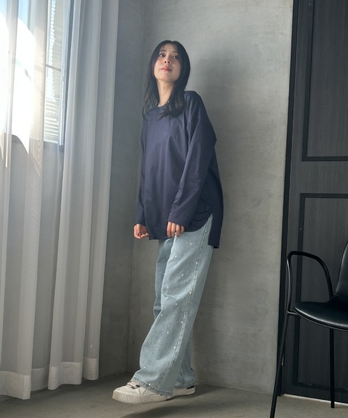 LAUTREAMONT(ロートレアモン)の「【WEB限定】汗じみ防止スムースロングTシャツ ≪洗える/接触冷感≫(Tシャツ/カットソー・レディース・チャコールグレー/ブラック/キャメル/レッド/ベージュ/ホワイト・7号/9号/11号)」の15枚目の写真