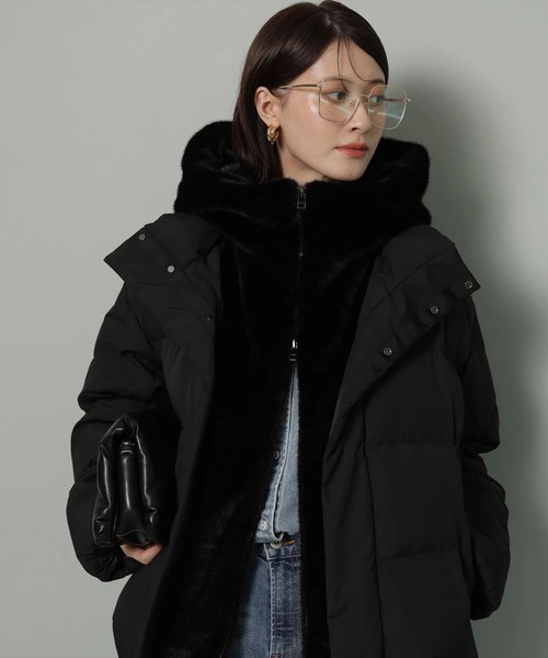 Arpege story ファーフード付きMINOTECH中綿コート ファーフード付きMINOTECH中綿コート（ダウンジャケット