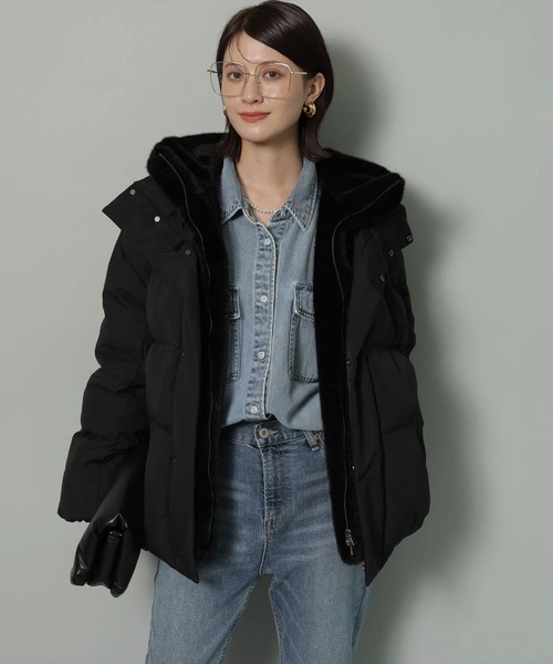 Arpege story ファーフード付きMINOTECH中綿コート ファーフード付きMINOTECH中綿コート（ダウンジャケット