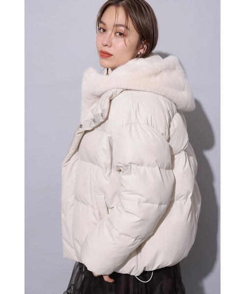 Arpege story フードファーコート チャコールグレー Sサイズ