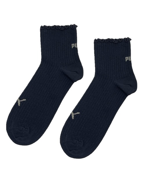 PUMA(プーマ)の「PUMA プーマ ショートソックス 消臭加工 ブランド ロゴ ワンポイントフリル 靴下 3足セット 23cm 24cm 25cm(ソックス/靴下・レディース・マルチ・23-25cm)」の2枚目の写真