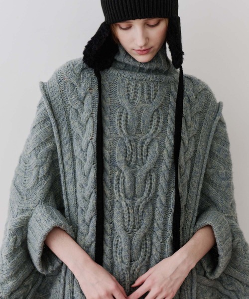 LA BELLE ETUDE(ラベルエチュード)の「ケイブルBIGニットワンピース(ワンピース・レディース・グリーン/ホワイト/グレー/ブラック・FREE)」の10枚目の写真