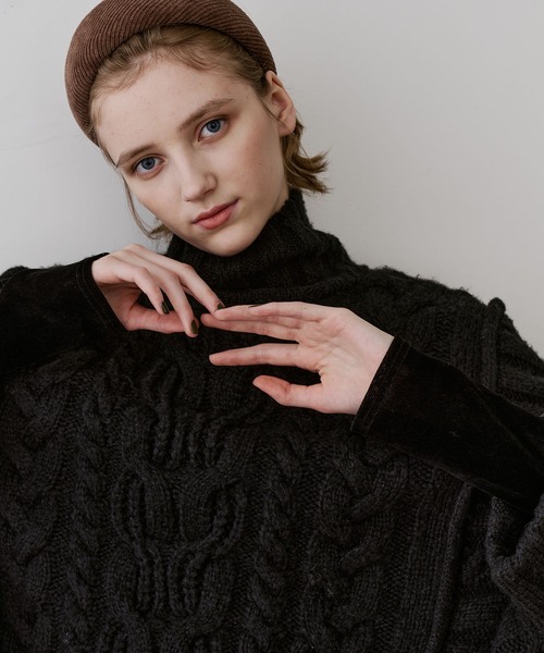 ✨即購入OK✨【新品】ラベルエチュード　ケイブルBIGニットワンピース　黒 ケイブルBIGニットワンピース（ワンピース）｜LA BELLE ETUDE（ラベル