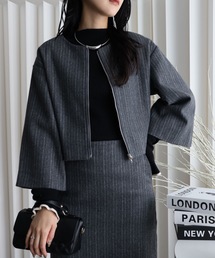 ノーカラージャケット（ストライプ柄）ファッション通販 - ZOZOTOWN