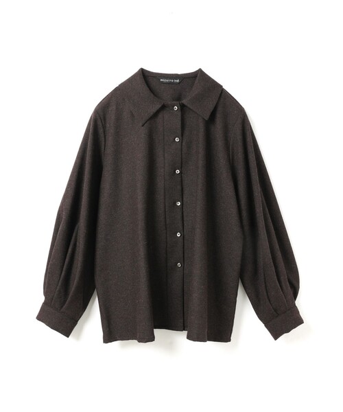 mizuiroind（ミズイロインド）の「mizuiro ind ウールブレンドバルーンスリーブチュニックシャツ（シャツ/ブラウス・レディース・その他1/チャコールグレー/ブラウン系その他・FREE）」の4枚目の写真