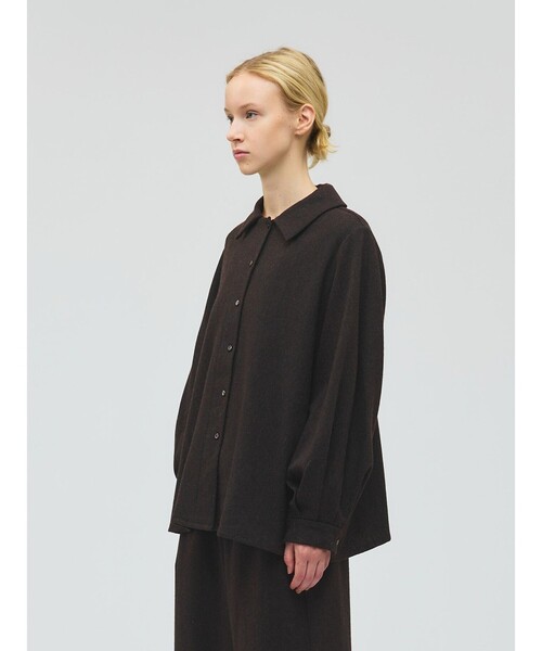 mizuiroind（ミズイロインド）の「mizuiro ind ウールブレンドバルーンスリーブチュニックシャツ（シャツ/ブラウス・レディース・その他1/チャコールグレー/ブラウン系その他・FREE）」の8枚目の写真