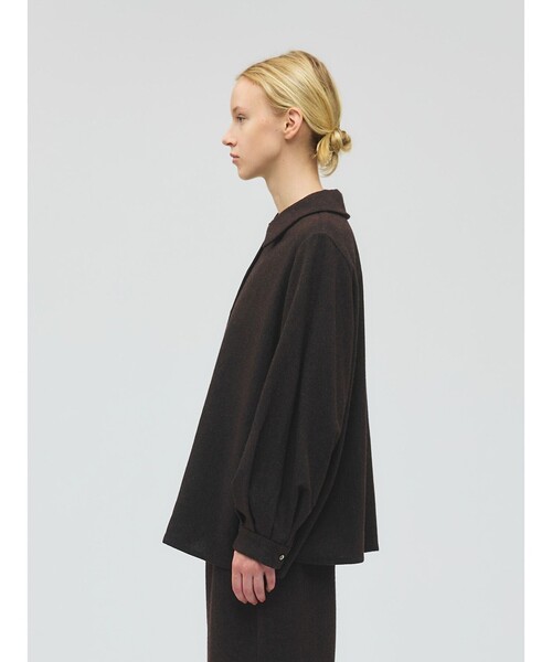 mizuiroind（ミズイロインド）の「mizuiro ind ウールブレンドバルーンスリーブチュニックシャツ（シャツ/ブラウス・レディース・その他1/チャコールグレー/ブラウン系その他・FREE）」の9枚目の写真