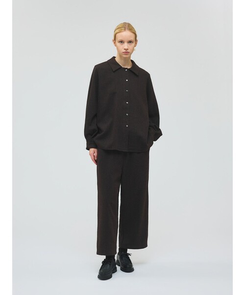 mizuiroind（ミズイロインド）の「mizuiro ind ウールブレンドバルーンスリーブチュニックシャツ（シャツ/ブラウス・レディース・その他1/チャコールグレー/ブラウン系その他・FREE）」の11枚目の写真