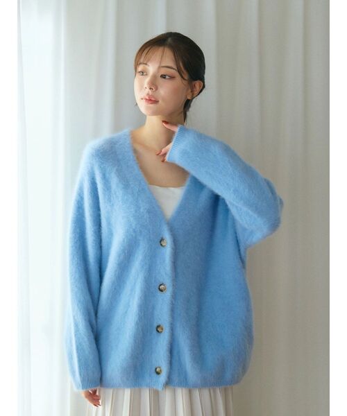 TONAL（トーナル）の「PREMIUM FOX×CASHMERE Vネックカーディガン（カーディガン/ボレロ・レディース・オフホワイト/グレー/ライトブルー/ピンク/ベージュ・MEDIUM）」の17枚目の写真