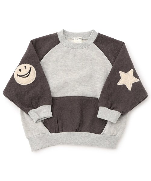 F.O.KIDS（エフオーキッズ）の「【ジュニア対応】エルボーパッチラグラントレーナー（スウェット・キッズ・ブラウン/アイボリー/グレー/オレンジ・140/130/120/110/100/90/80）」の3枚目の写真