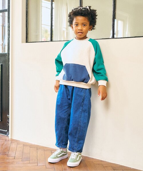 F.O.KIDS（エフオーキッズ）の「【ジュニア対応】エルボーパッチラグラントレーナー（スウェット・キッズ・ブラウン/アイボリー/グレー/オレンジ・140/130/120/110/100/90/80）」の8枚目の写真