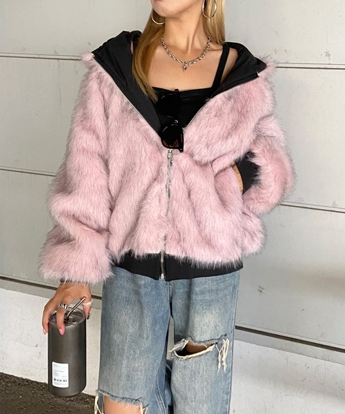 セール】リバーシブルフェイクファーフードブルゾン（その他アウター