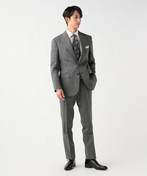 ビームスハートのグレー ビジネススーツ ジャケット ベスト パンツ セット セール】【4/23値下げ】強撚 ピンヘッド 3ボタン スーツ（スーツセット