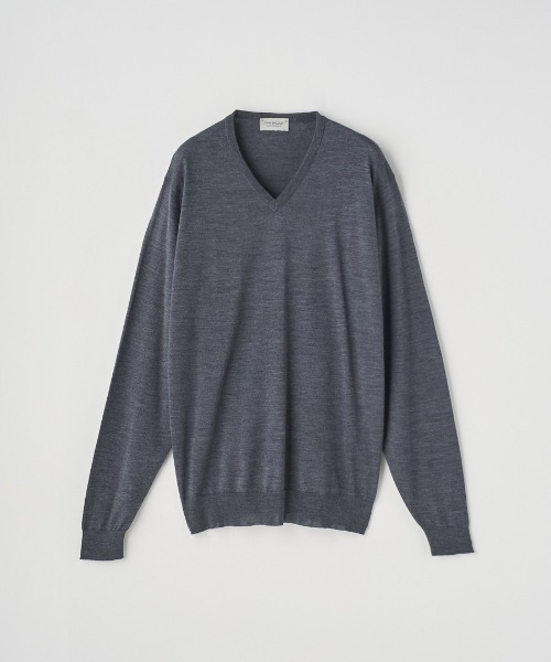マーガレットハウエル ジョンスメドレー Vネックニットセーター ポケ付き 英国製 Vネック長袖ニットプルオーバー（ニット/セーター）｜JOHN SMEDLEY