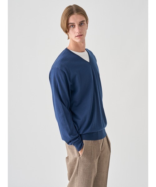 Vネック長袖ニットプルオーバー（ニット/セーター）｜JOHN SMEDLEY