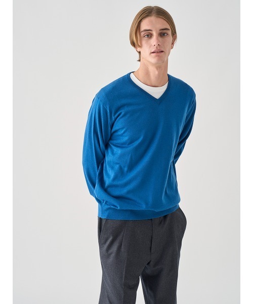 Vネック長袖ニットプルオーバー（ニット/セーター）｜JOHN SMEDLEY