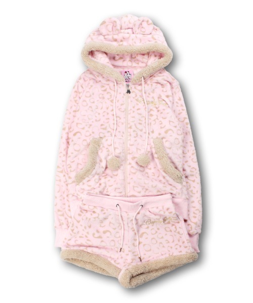 L.H.P（エルエイチピー）の「CANDYGALFY/キャンディーガルフィー/フワモコギャルセットアップ（パーカー・レディース・ブラック/ベージュ/ピンク・F）」の3枚目の写真