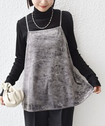 〈手洗い可能〉スノー クラッシュ ポリエステル ベロア サイド スリット キャミ