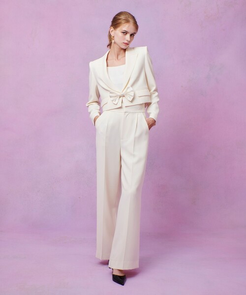 LOULOU WILLOUGHBY（ルルウィルビー）の「【LOULOU WILLOUGHBY】ダブルクロスハイウエストサロペットパンツ（その他パンツ・レディース・ブラック/オフホワイト/ピンク・1/2）」の7枚目の写真