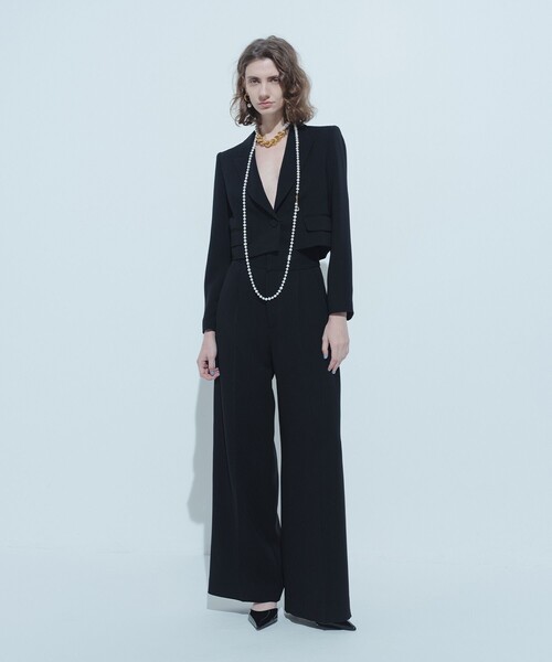 LOULOU WILLOUGHBY(ルルウィルビー)の「【LOULOU WILLOUGHBY】ダブルクロスハイウエストサロペットパンツ(その他パンツ・レディース・ブラック/オフホワイト/ピンク・1/2)」の15枚目の写真