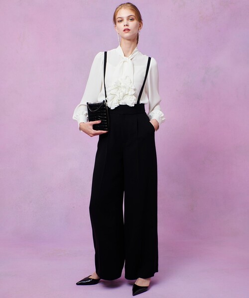 LOULOU WILLOUGHBY(ルルウィルビー)の「【LOULOU WILLOUGHBY】ダブルクロスハイウエストサロペットパンツ(その他パンツ・レディース・ブラック/オフホワイト/ピンク・1/2)」の17枚目の写真