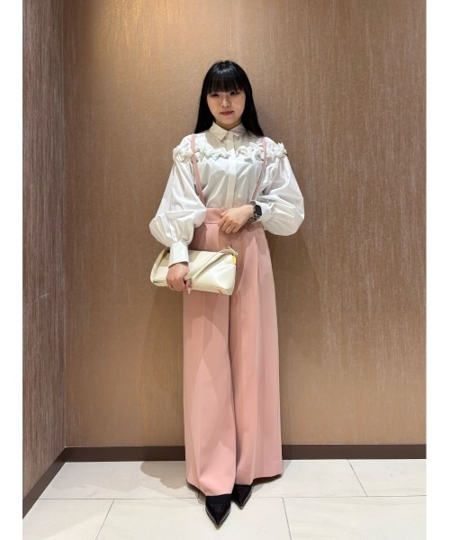 LOULOU WILLOUGHBY(ルルウィルビー)の「【LOULOU WILLOUGHBY】ダブルクロスハイウエストサロペットパンツ(その他パンツ・レディース・ブラック/オフホワイト/ピンク・1/2)」の7枚目の写真