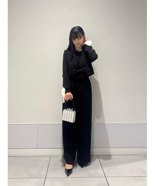 LOULOU WILLOUGHBY(ルルウィルビー)の「【LOULOU WILLOUGHBY】ダブルクロスハイウエストサロペットパンツ(その他パンツ・レディース・ブラック/オフホワイト/ピンク・1/2)」の9枚目の写真