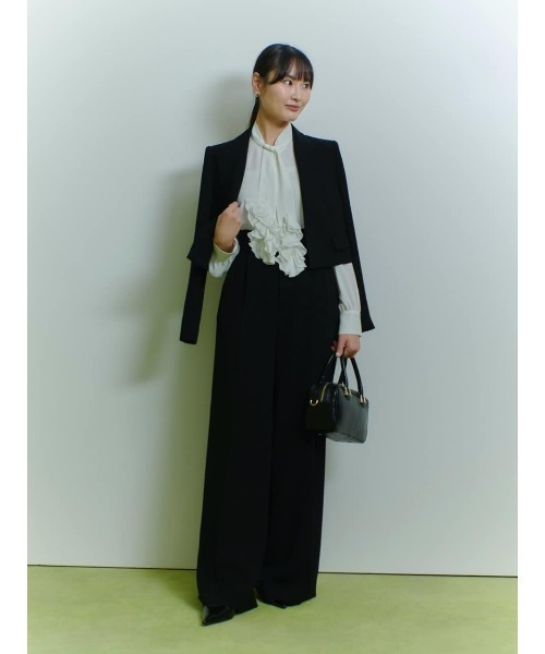 LOULOU WILLOUGHBY(ルルウィルビー)の「【LOULOU WILLOUGHBY】ダブルクロスハイウエストサロペットパンツ(その他パンツ・レディース・ブラック/オフホワイト/ピンク・1/2)」の10枚目の写真