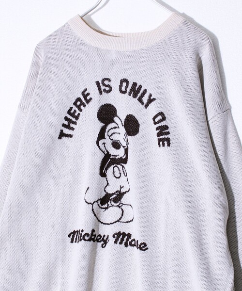 GLOSTER（グロスター）の「【MICKEY&JERRY】UNISEX ジャガードニット（ニット/セーター・メンズ・ブルー系その他6/グレイッシュベージュ/オフホワイト/ブルー系その他7・M/L/XL）」の2枚目の写真
